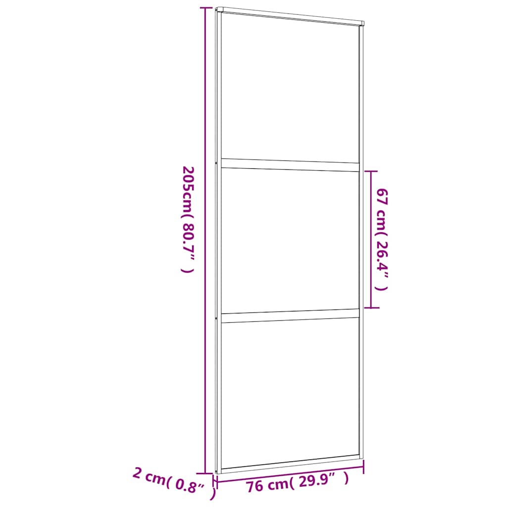 aranyszínű átlátszó ESG üveg és alumínium tolóajtó 76 x 205 cm
