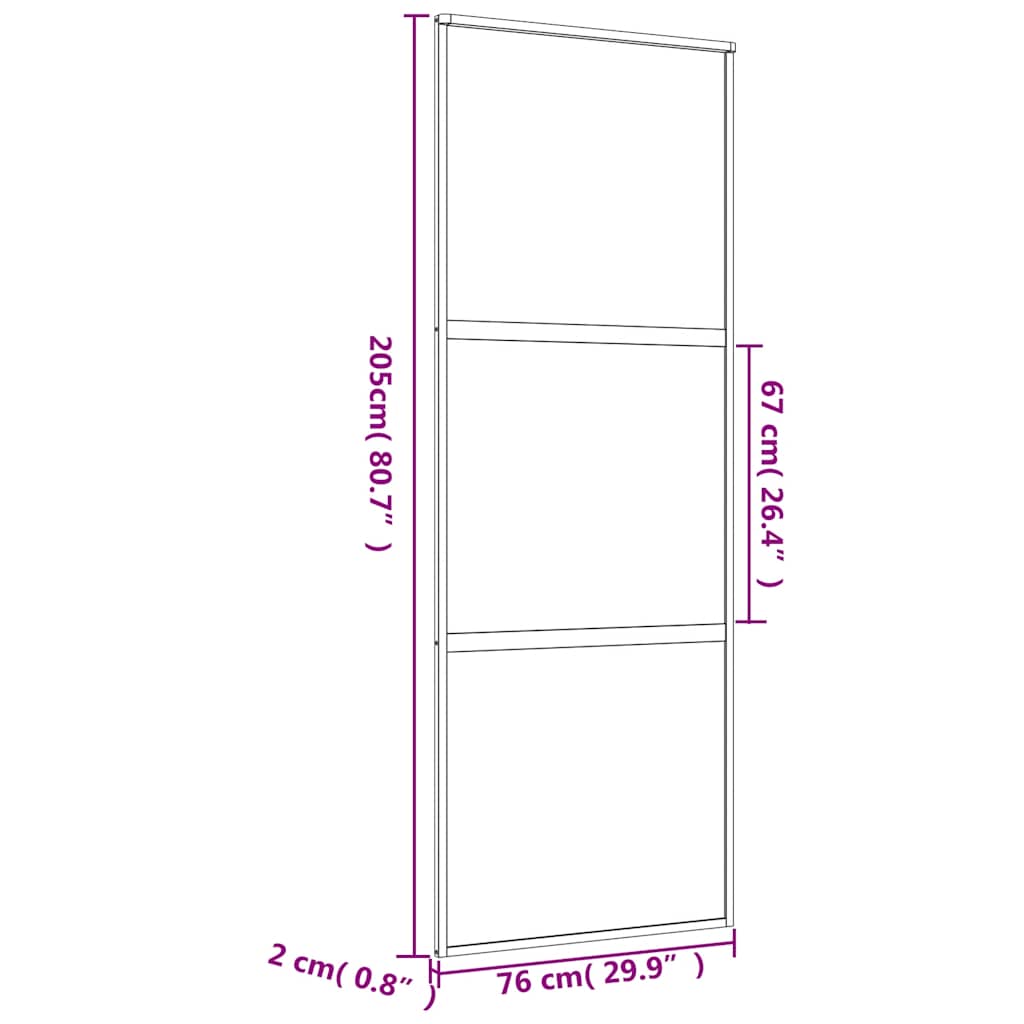aranyszínű ESG tejüveg és alumínium tolóajtó 76 x 205 cm