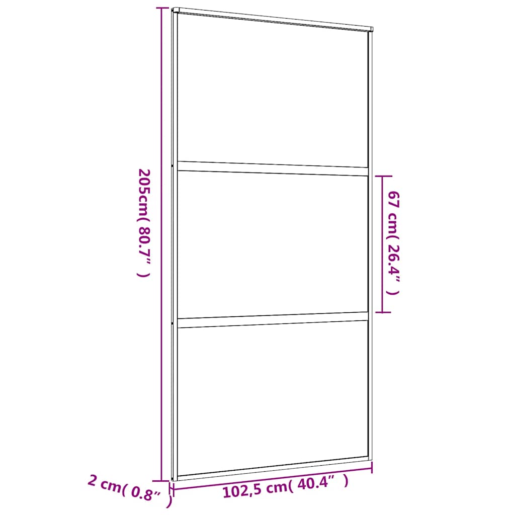 aranyszínű ESG tejüveg és alumínium tolóajtó 102,5 x 205 cm