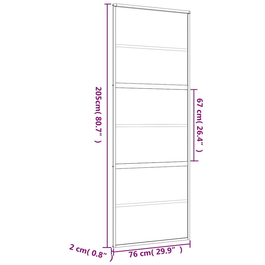 aranyszínű ESG tejüveg és alumínium tolóajtó 76 x 205 cm