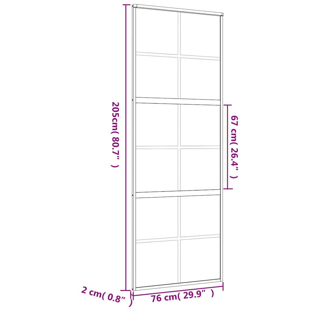 aranyszínű ESG tejüveg és alumínium tolóajtó 76 x 205 cm