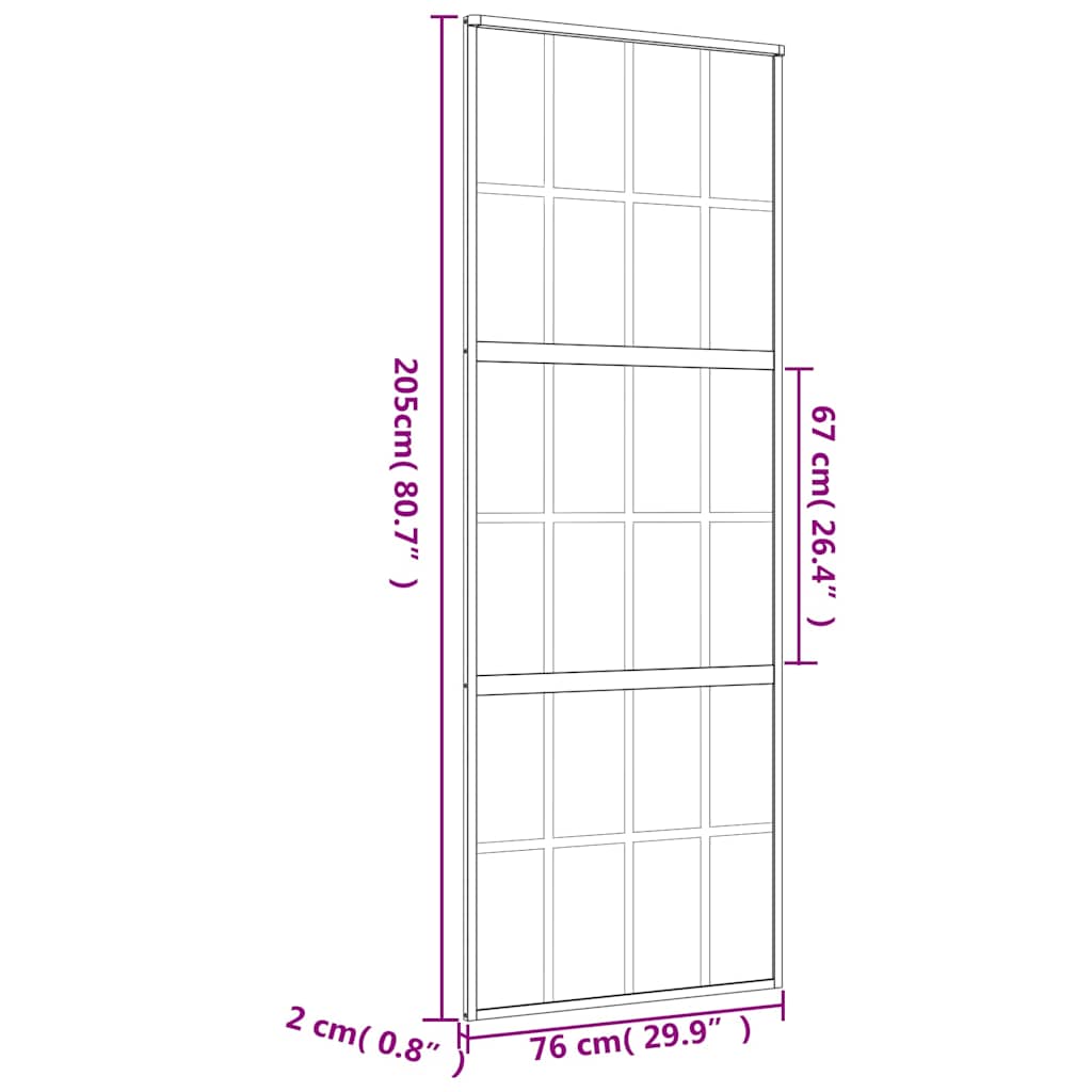 aranyszínű ESG tejüveg és alumínium tolóajtó 76 x 205 cm