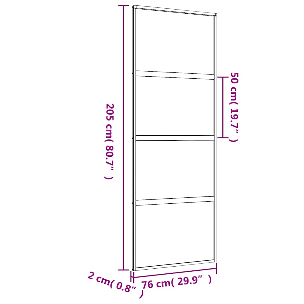 aranyszínű ESG tejüveg és alumínium tolóajtó 76 x 205 cm