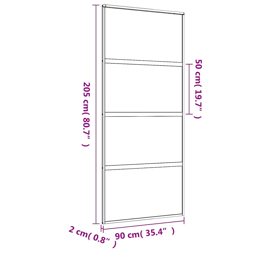 aranyszínű ESG tejüveg és alumínium tolóajtó 90 x 205 cm