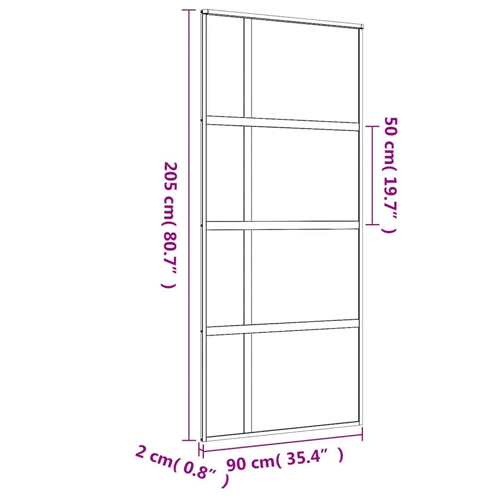 aranyszínű ESG tejüveg és alumínium tolóajtó 90 x 205 cm