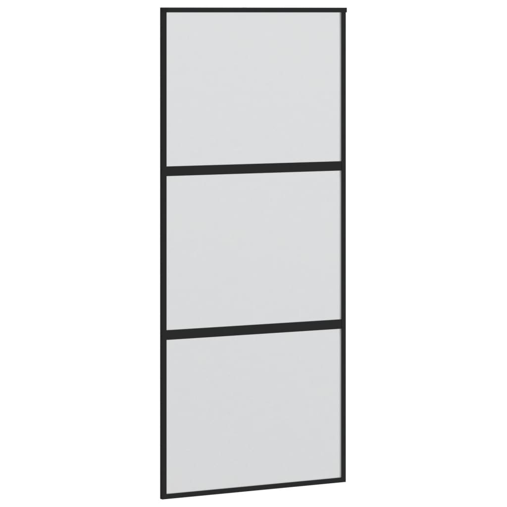 fekete edzett üveg és alumínium tolóajtó 90 x 205 cm