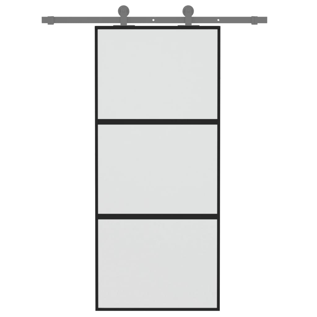 fekete edzett üveg és alumínium tolóajtó 90 x 205 cm