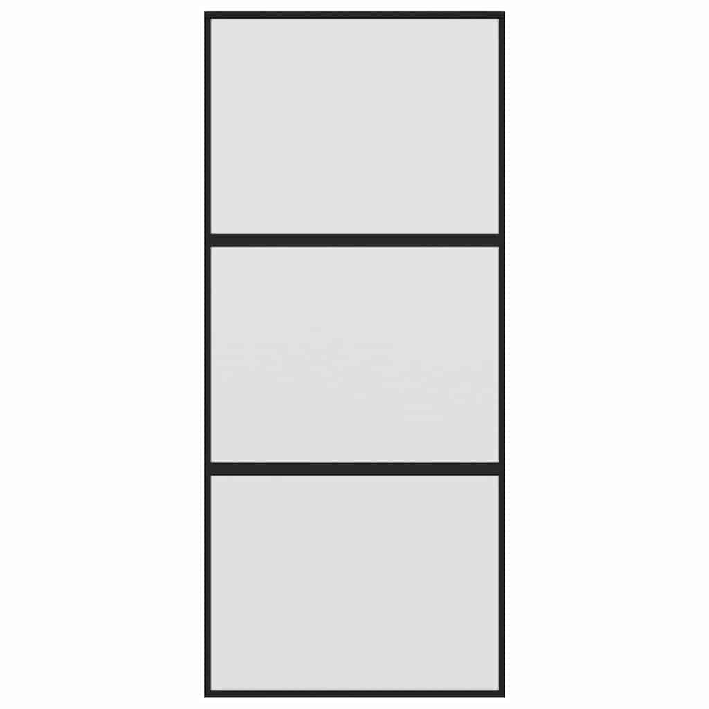fekete edzett üveg és alumínium tolóajtó 90 x 205 cm