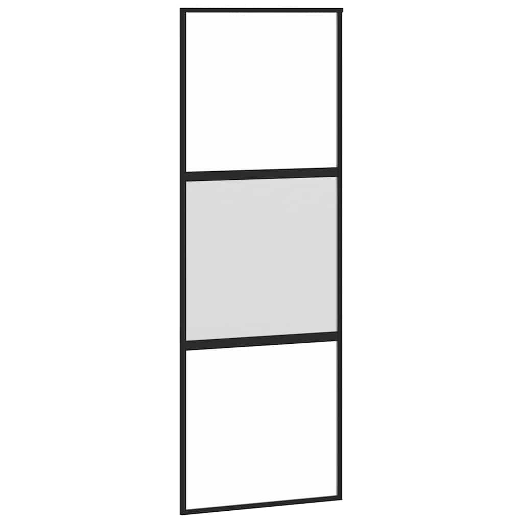 fekete edzett üveg és alumínium tolóajtó 76 x 205 cm