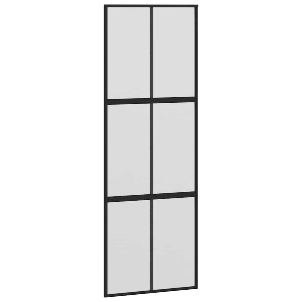 fekete edzett üveg és alumínium tolóajtó 76 x 205 cm