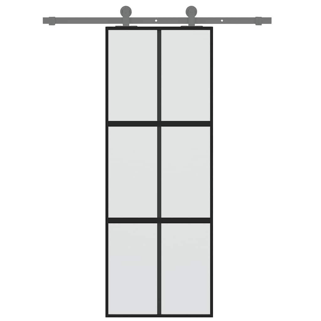 fekete edzett üveg és alumínium tolóajtó 76 x 205 cm