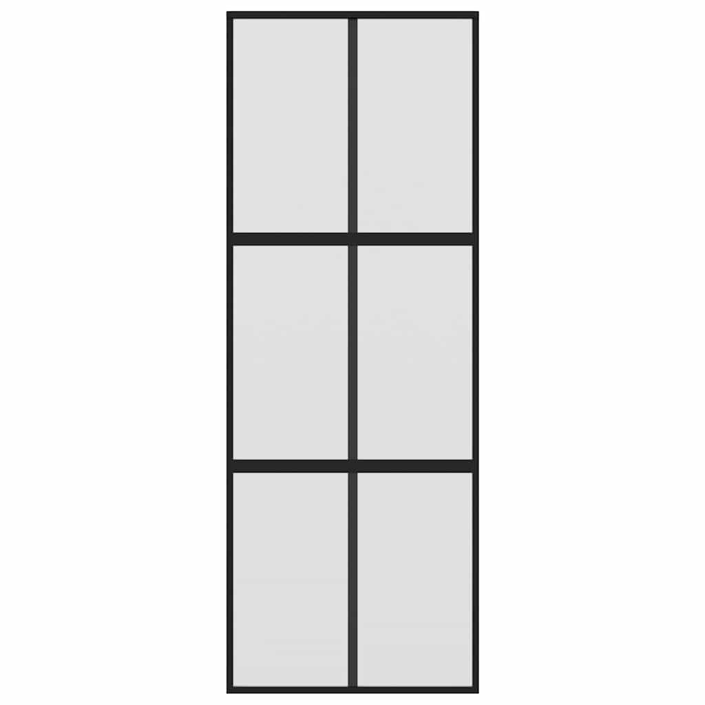 fekete edzett üveg és alumínium tolóajtó 76 x 205 cm