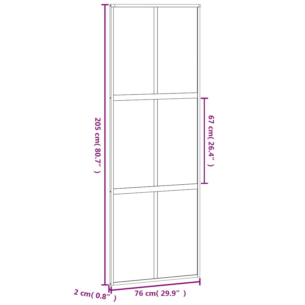 fekete edzett üveg és alumínium tolóajtó 76 x 205 cm