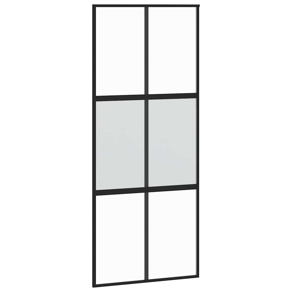 fekete edzett üveg és alumínium tolóajtó 90 x 205 cm