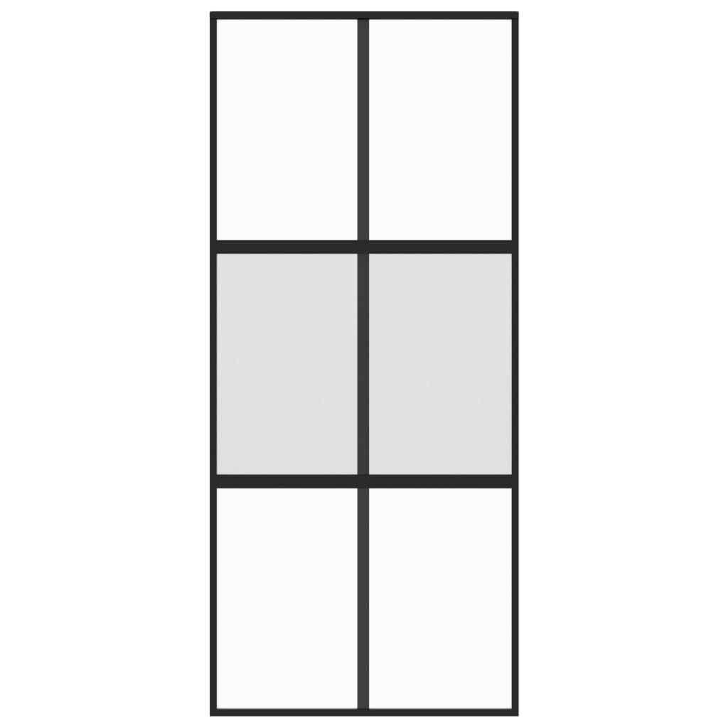 fekete edzett üveg és alumínium tolóajtó 90 x 205 cm