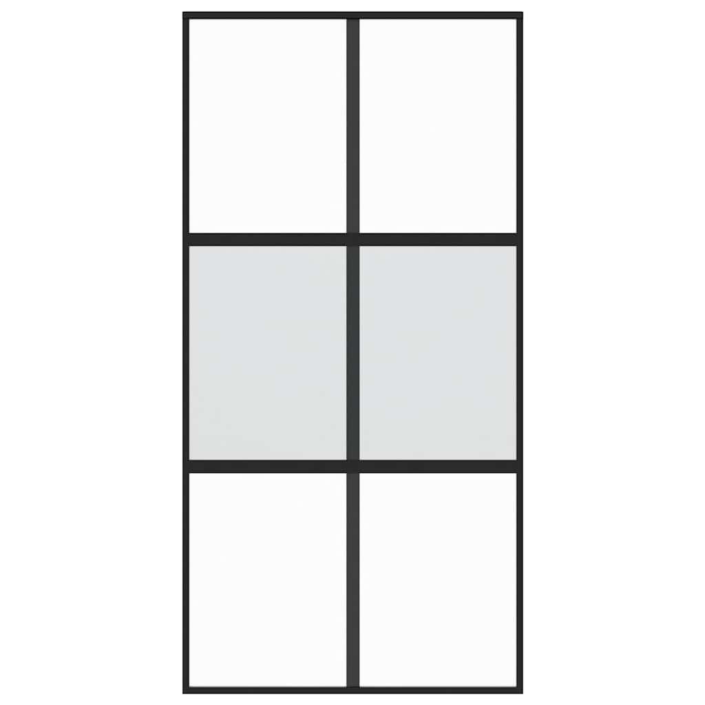 fekete edzett üveg és alumínium tolóajtó 102,5 x 205 cm