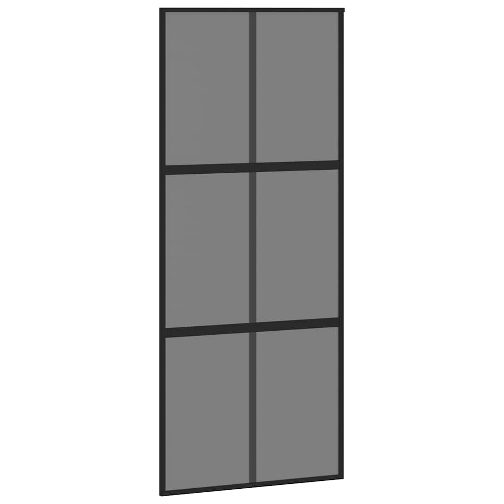 fekete edzett üveg és alumínium tolóajtó 90 x 205 cm