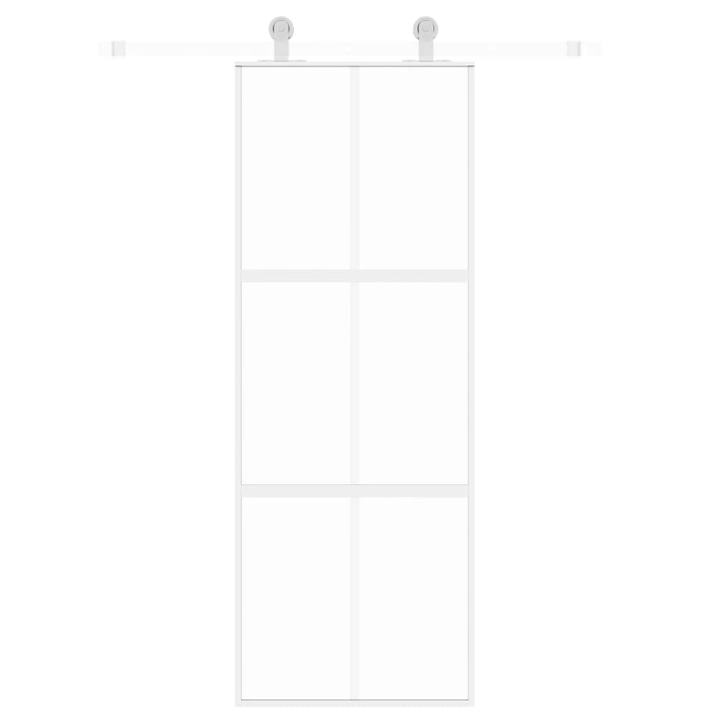 fehér edzett üveg és alumínium tolóajtó 76 x 205 cm