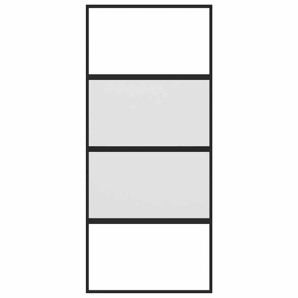 fekete edzett üveg és alumínium tolóajtó 90 x 205 cm