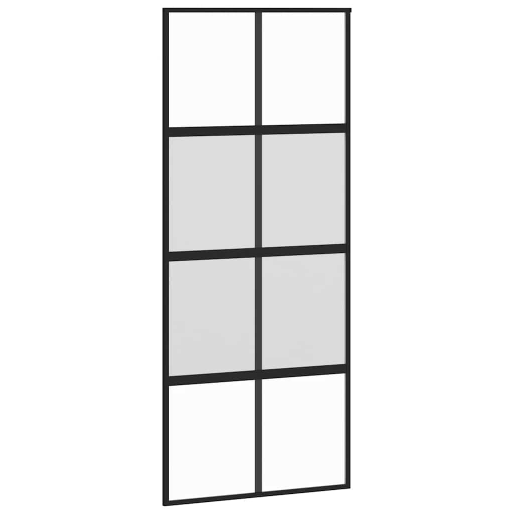 fekete edzett üveg és alumínium tolóajtó 90 x 205 cm