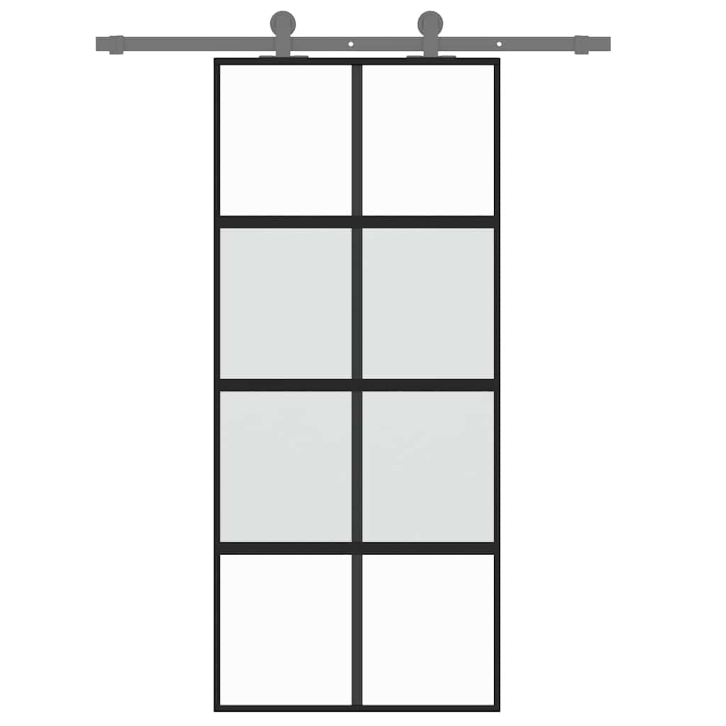 fekete edzett üveg és alumínium tolóajtó 90 x 205 cm