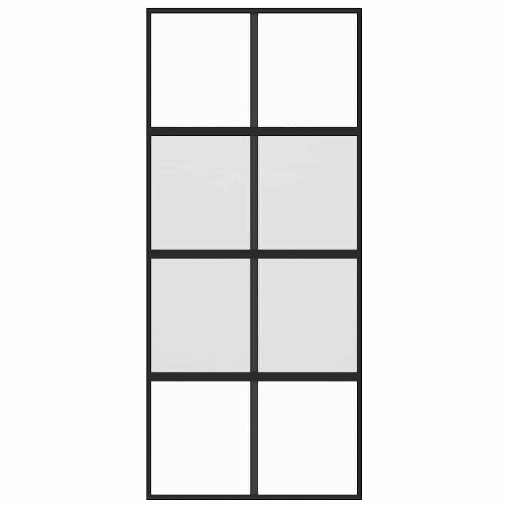 fekete edzett üveg és alumínium tolóajtó 90 x 205 cm