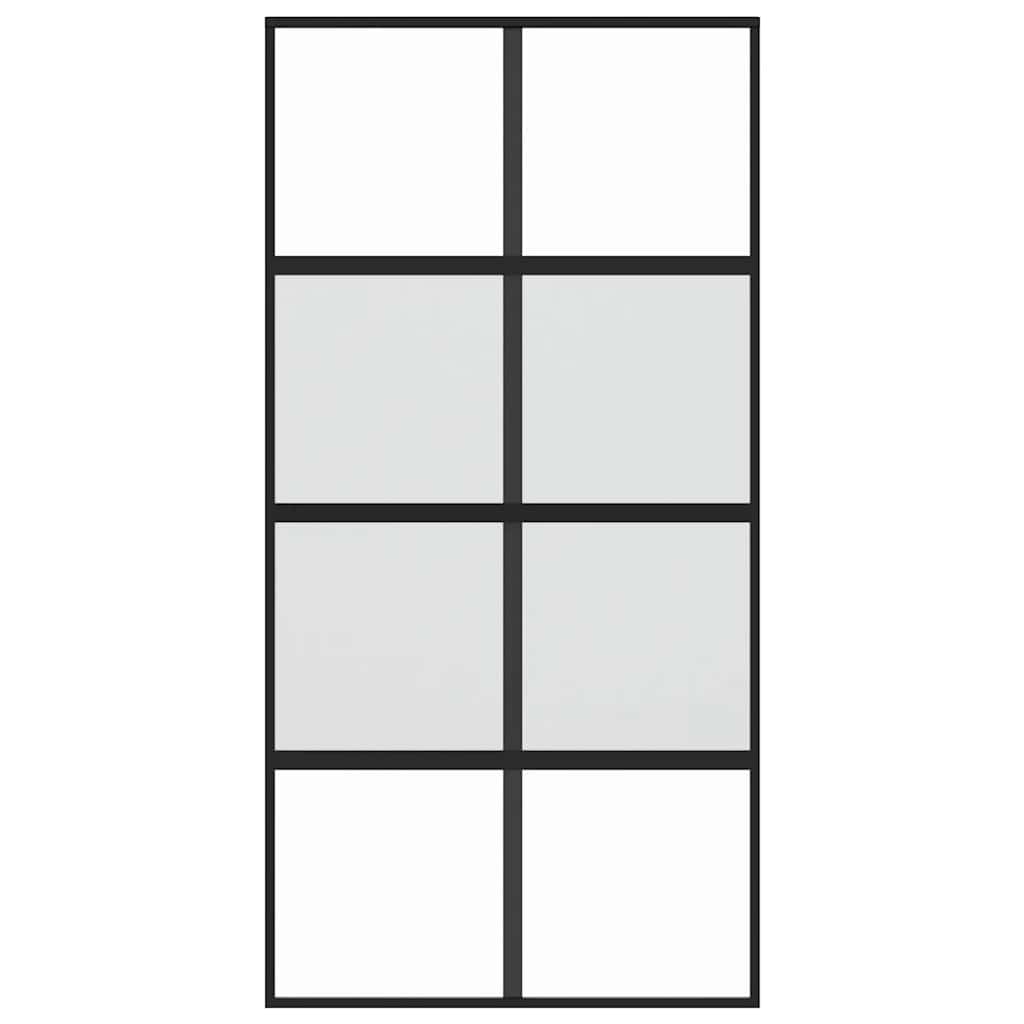fekete edzett üveg és alumínium tolóajtó 102,5 x 205 cm