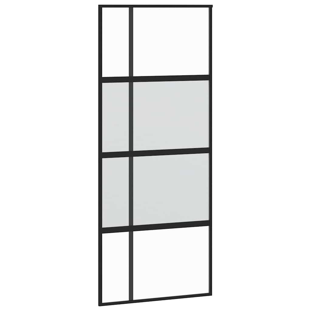 fekete edzett üveg és alumínium tolóajtó 90 x 205 cm