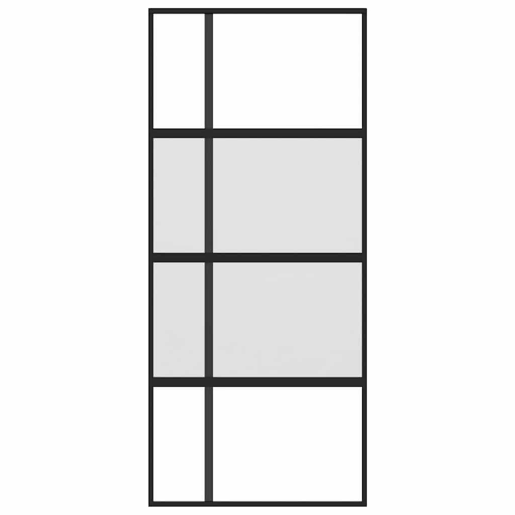 fekete edzett üveg és alumínium tolóajtó 90 x 205 cm