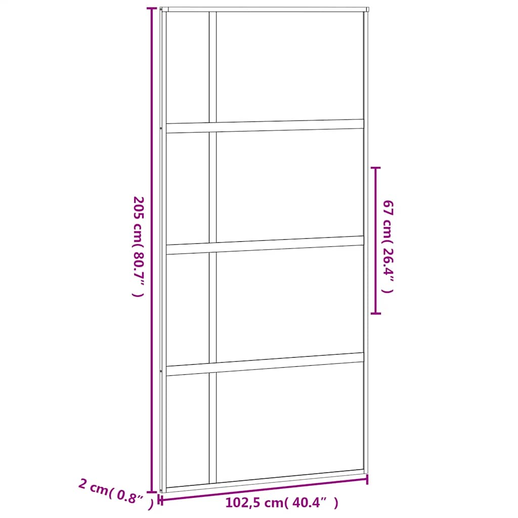fekete edzett üveg és alumínium tolóajtó 102,5 x 205 cm