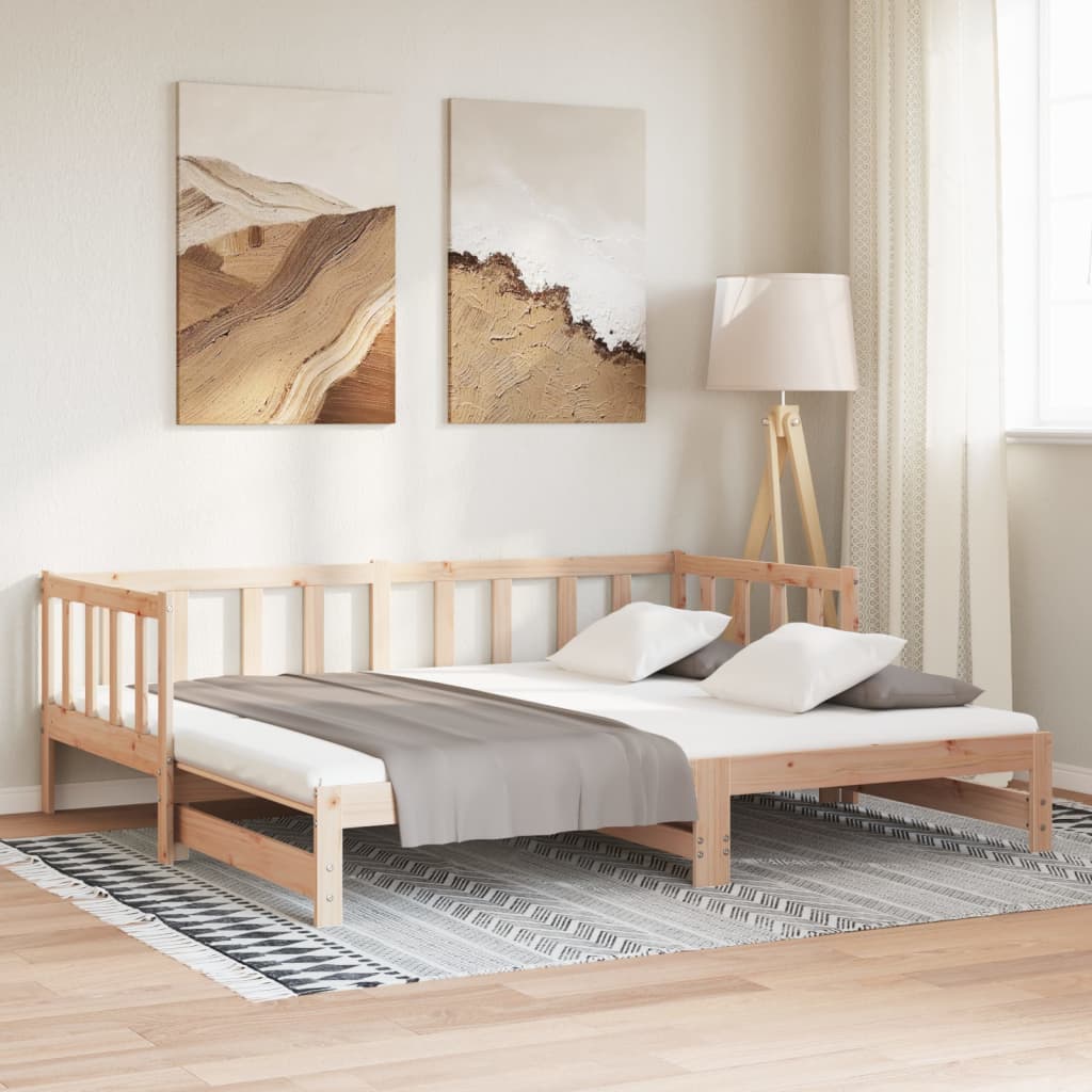 tömör fenyőfa kihúzható kanapéágy 90 x 200 cm