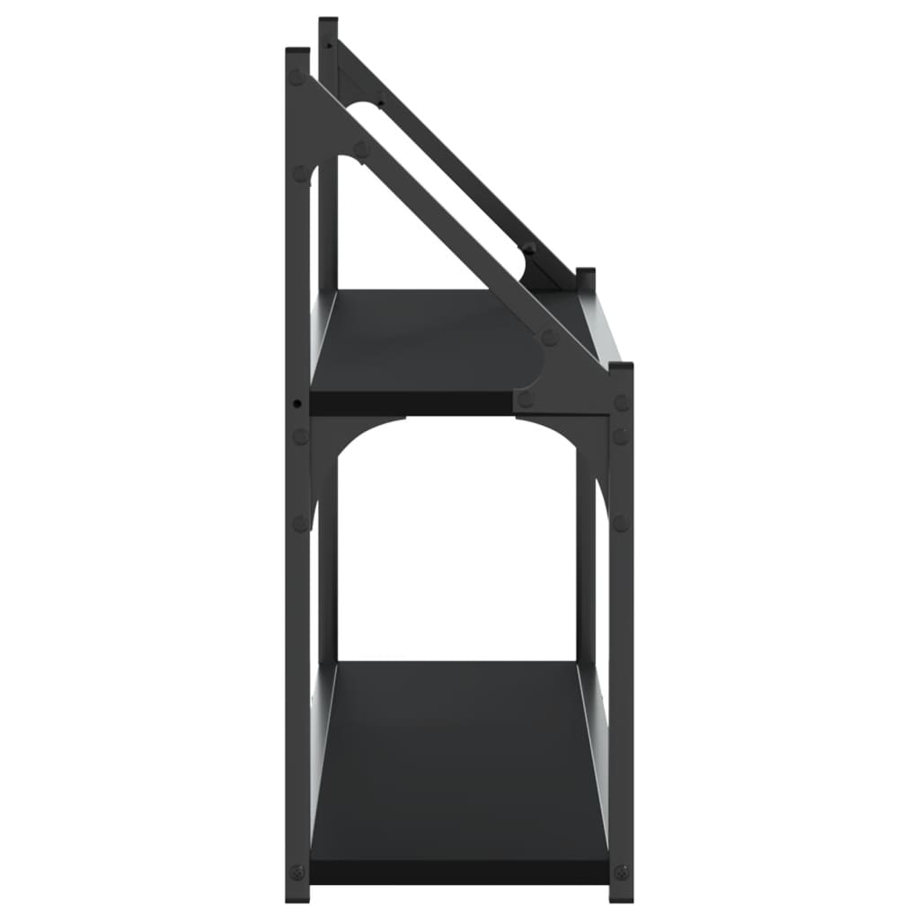 2 szintes fekete szerelt fa fali polc 80x21x51 cm