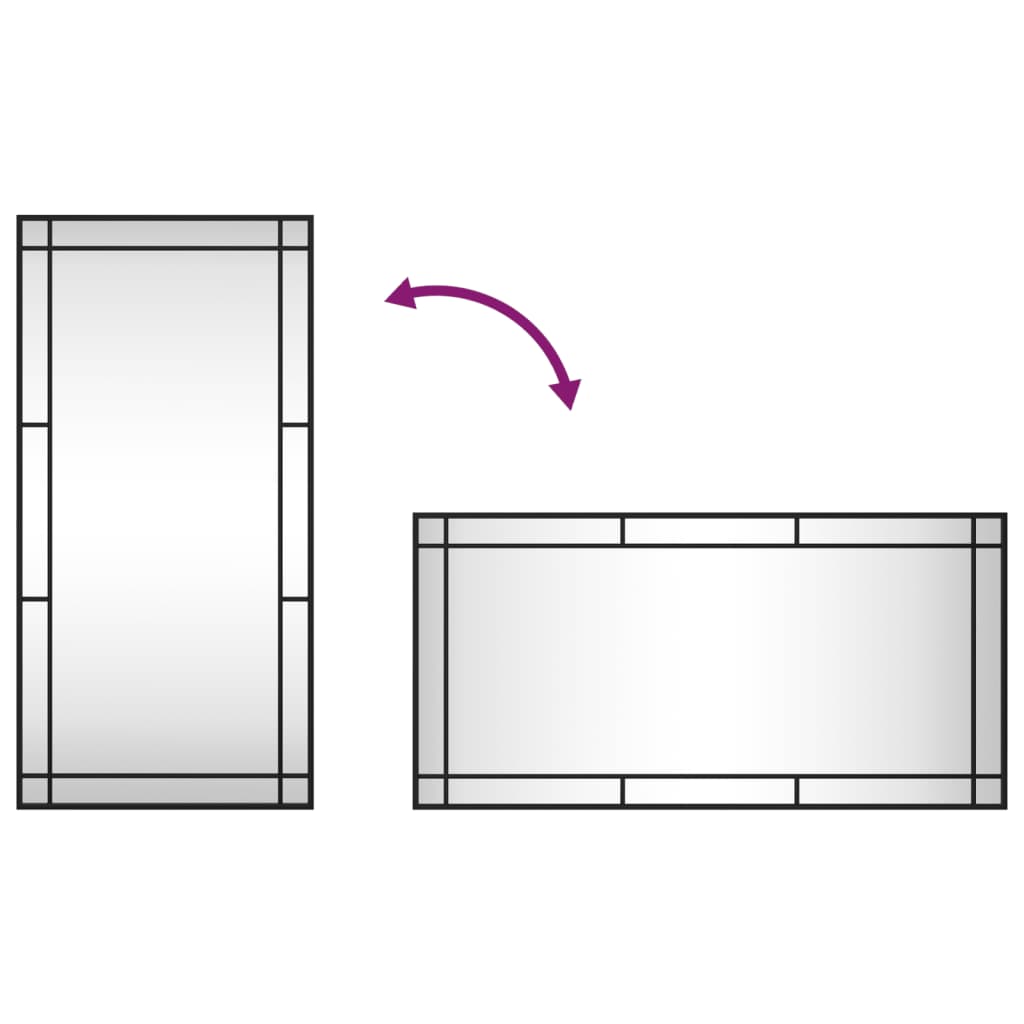 fekete téglalap alakú vas fali tükör 50 x 100 cm