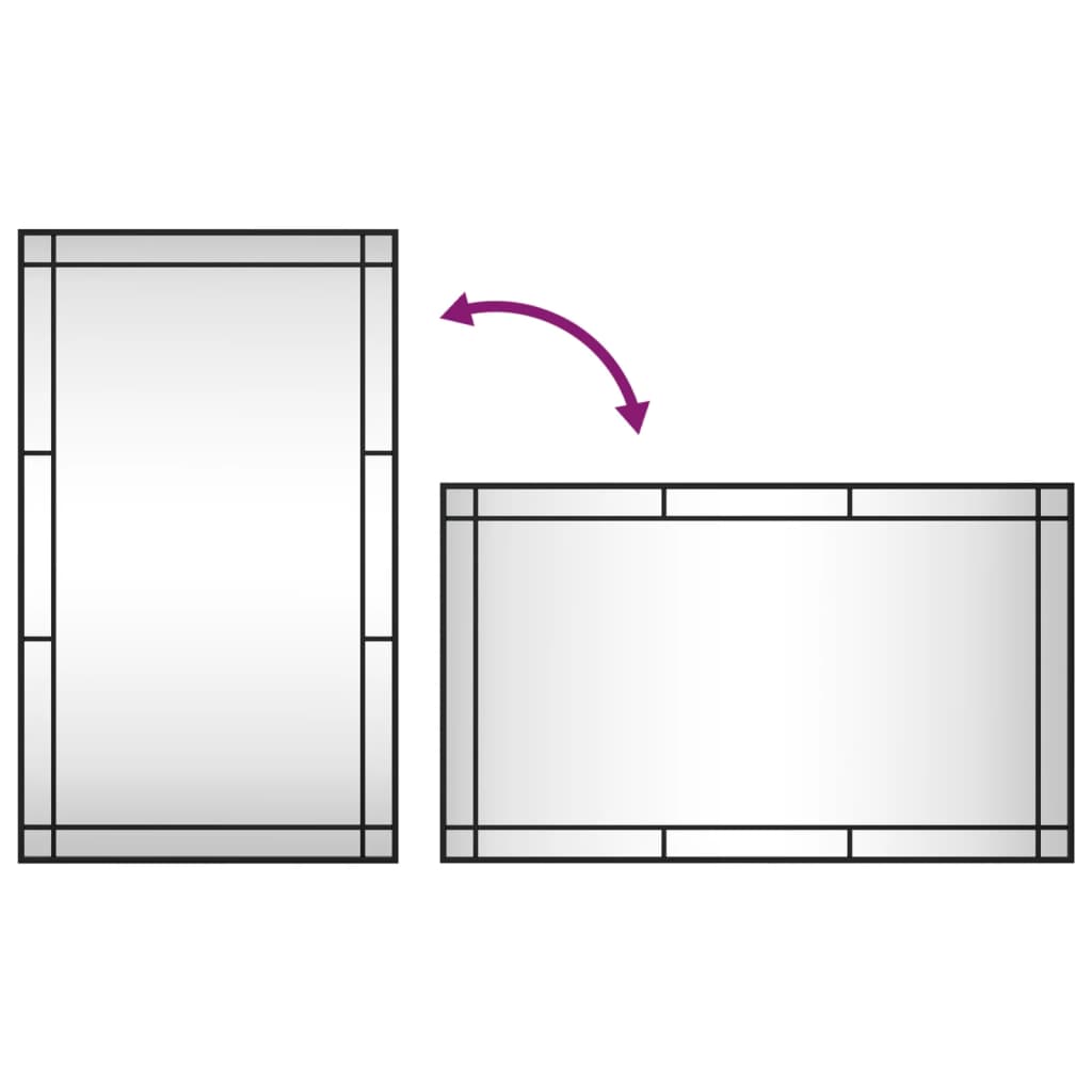 fekete téglalap alakú vas fali tükör 60 x 100 cm