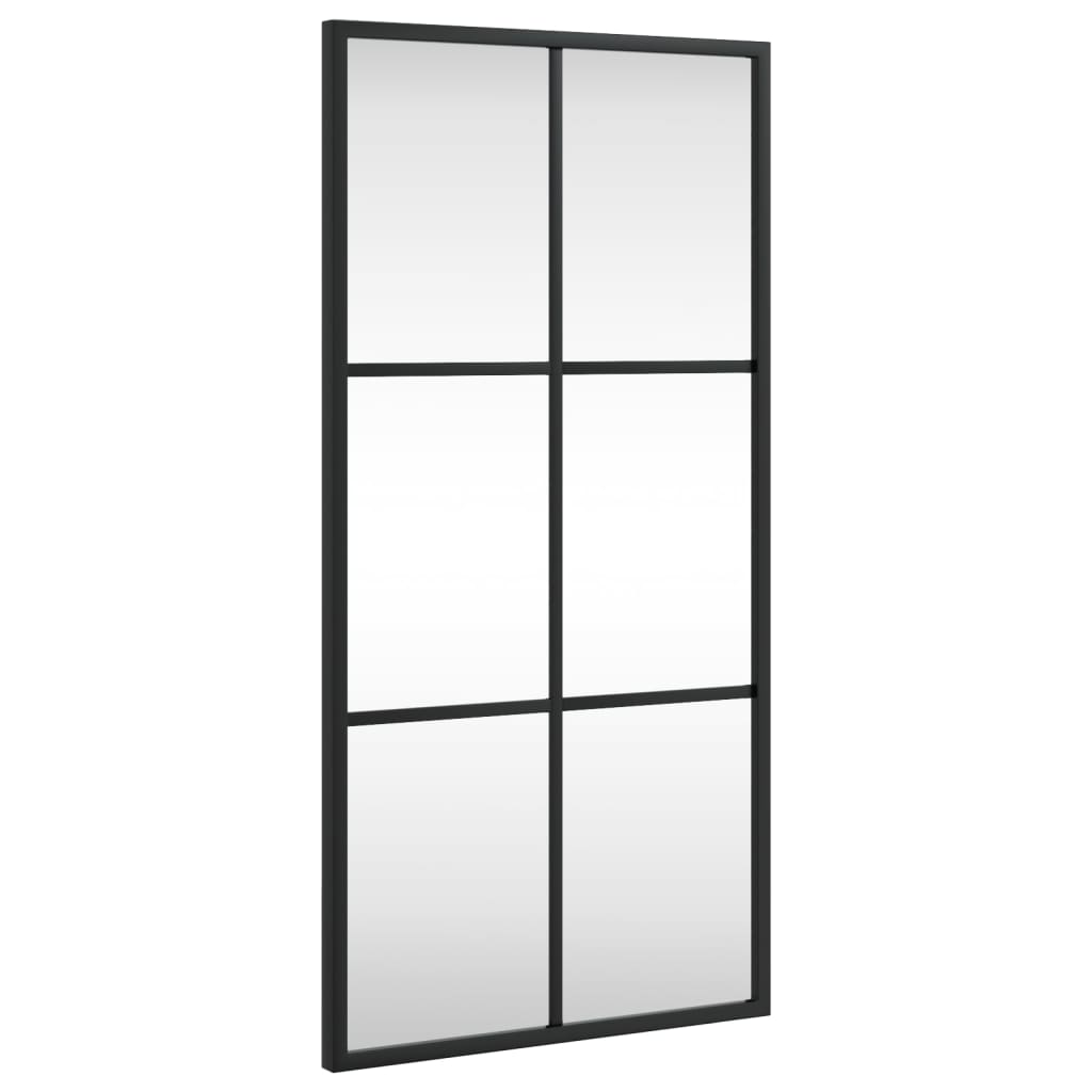 fekete téglalap alakú vas fali tükör 30 x 60 cm
