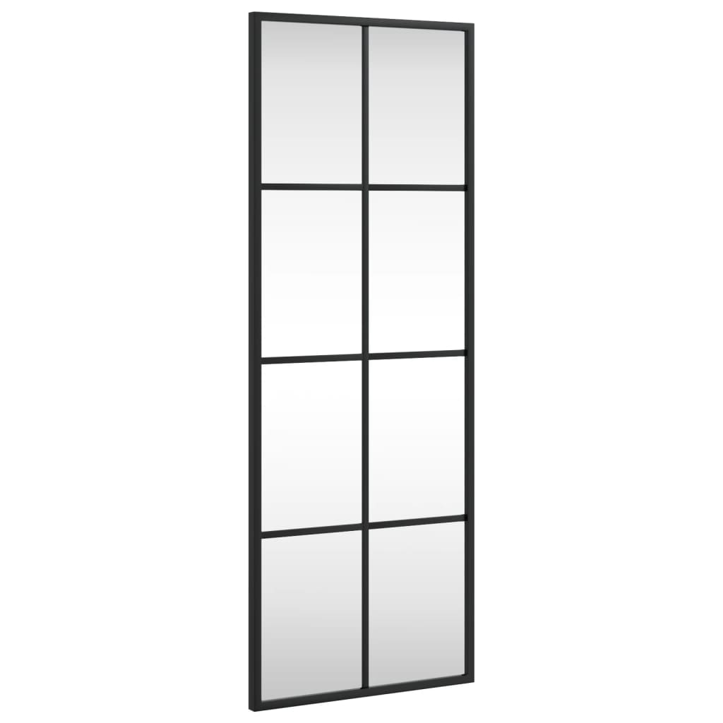 fekete téglalap alakú vas fali tükör 30 x 80 cm