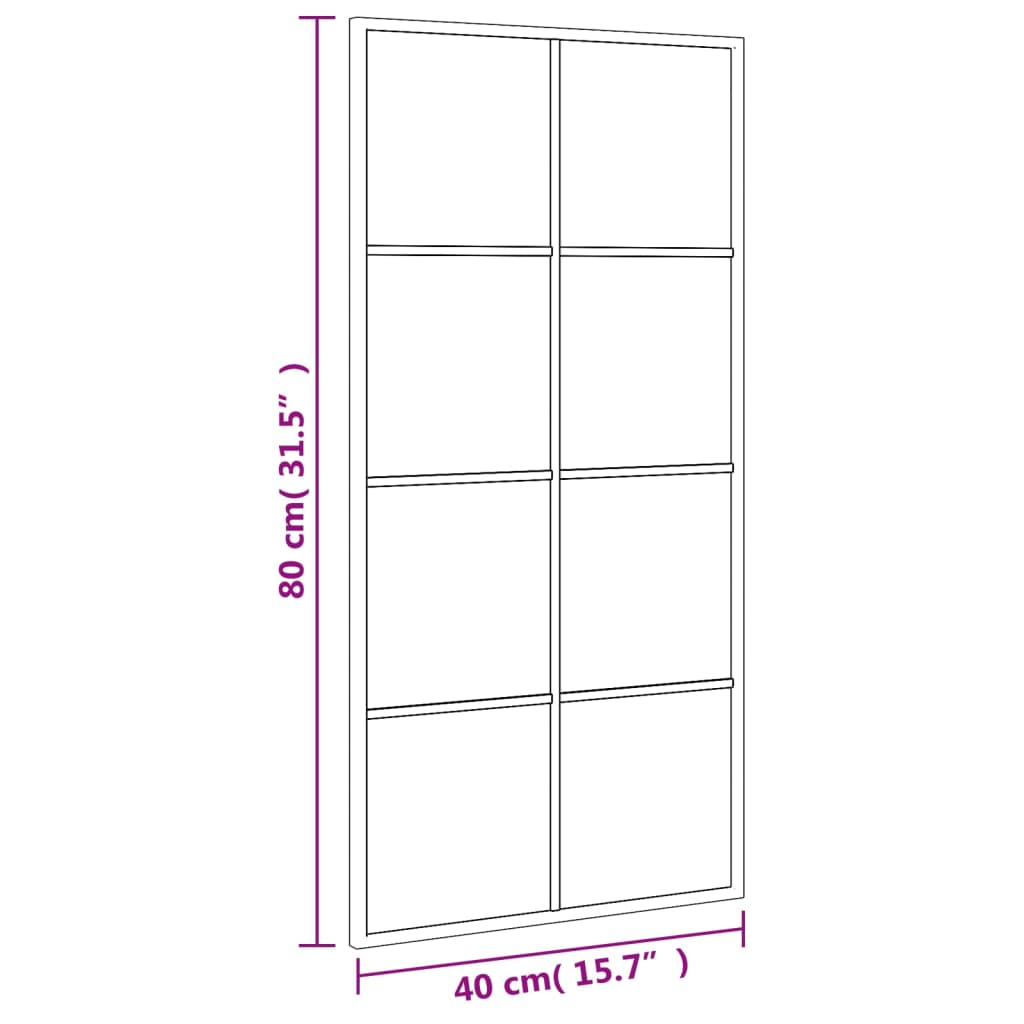 fekete téglalap alakú vas fali tükör 40 x 80 cm
