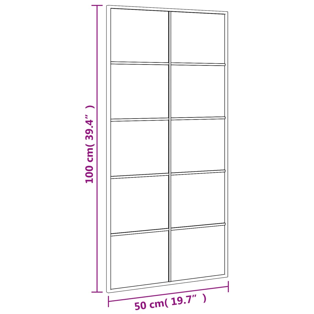 fekete téglalap alakú vas fali tükör 50 x 100 cm