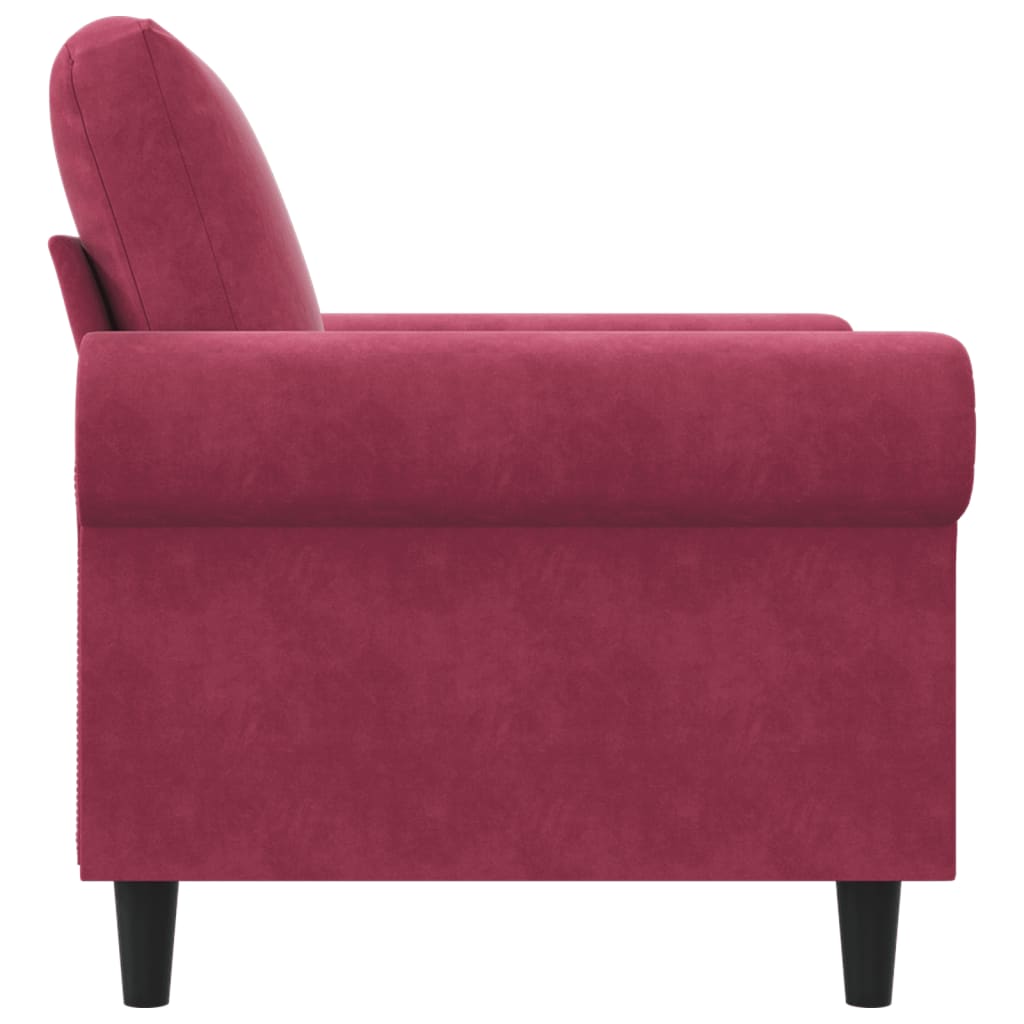 bordó bársony kanapéfotel 60 cm