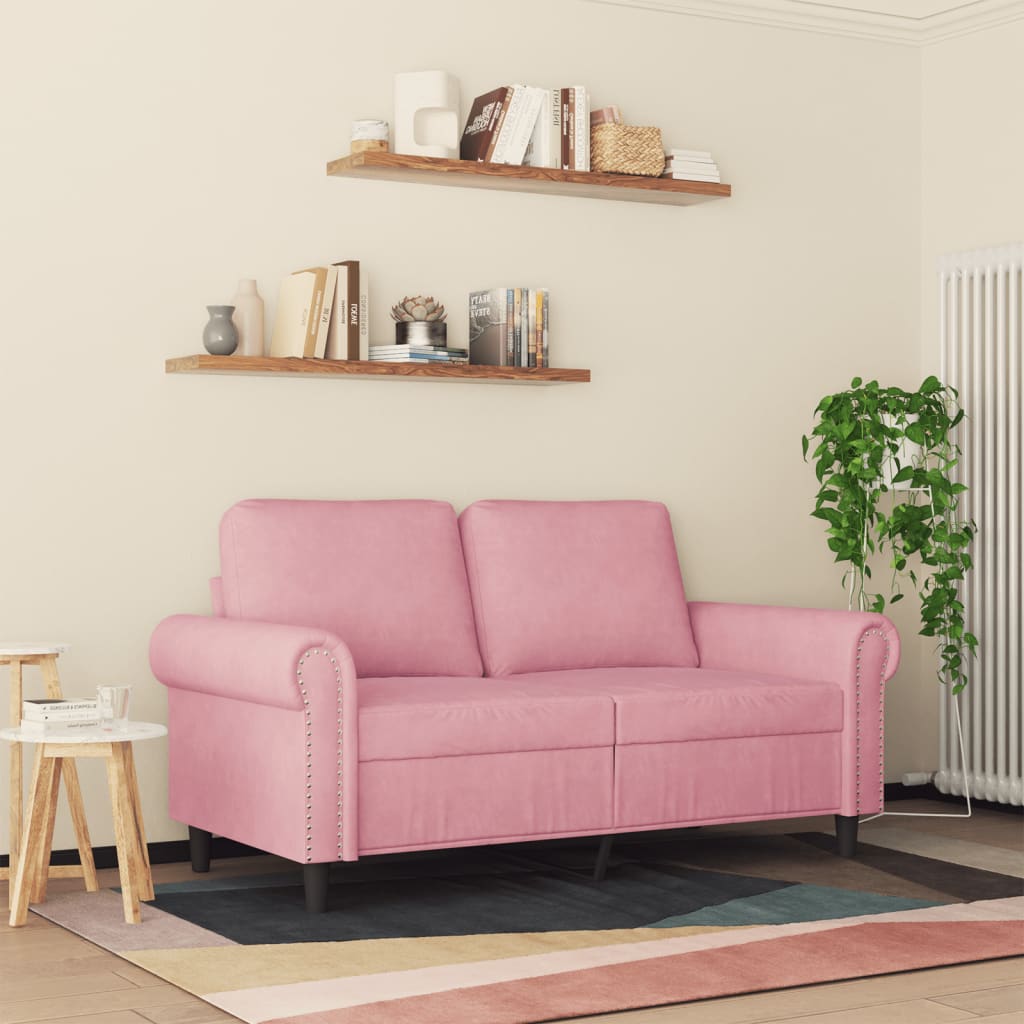 kétszemélyes rózsaszín bársony kanapé 120 cm