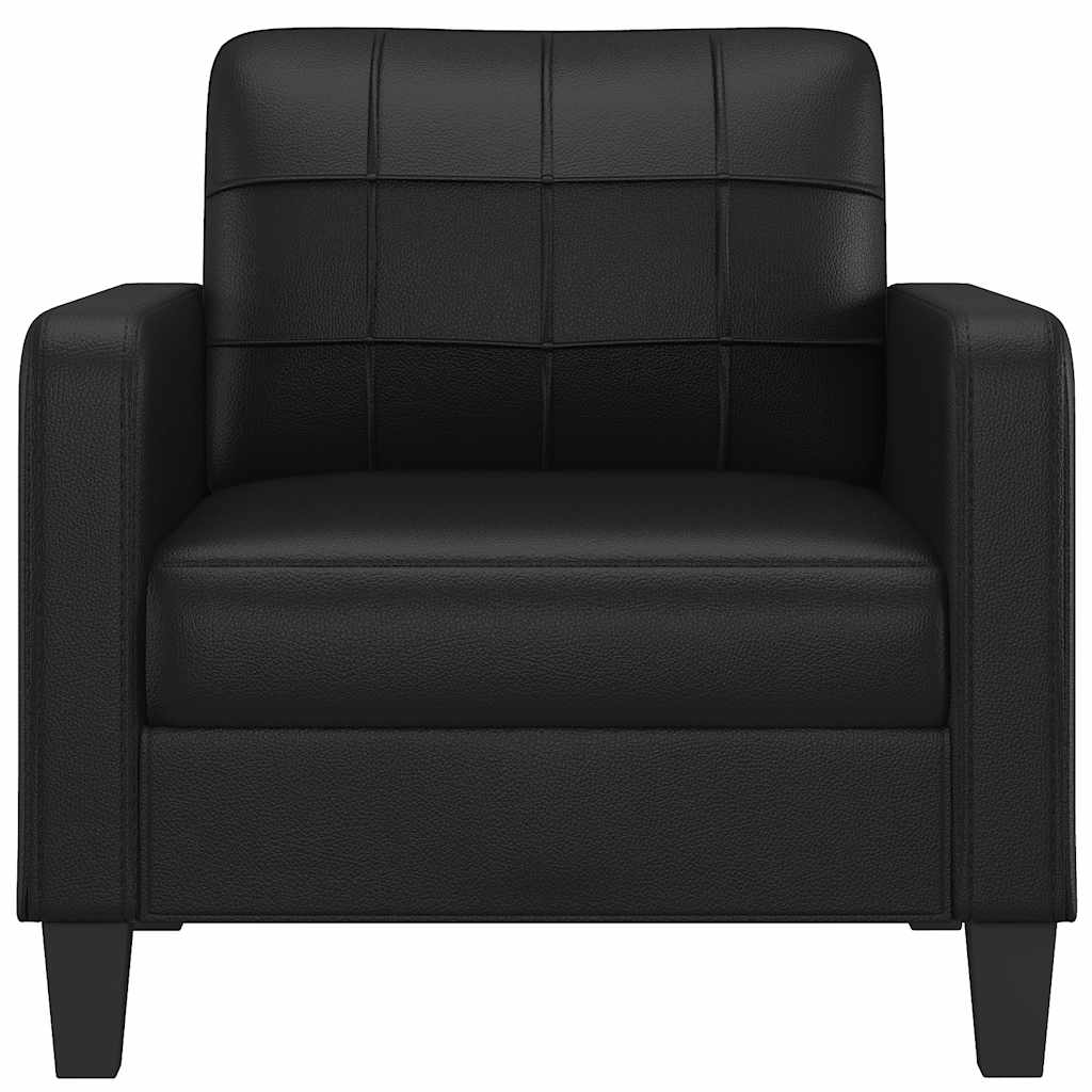 fekete műbőr kanapéfotel 60 cm