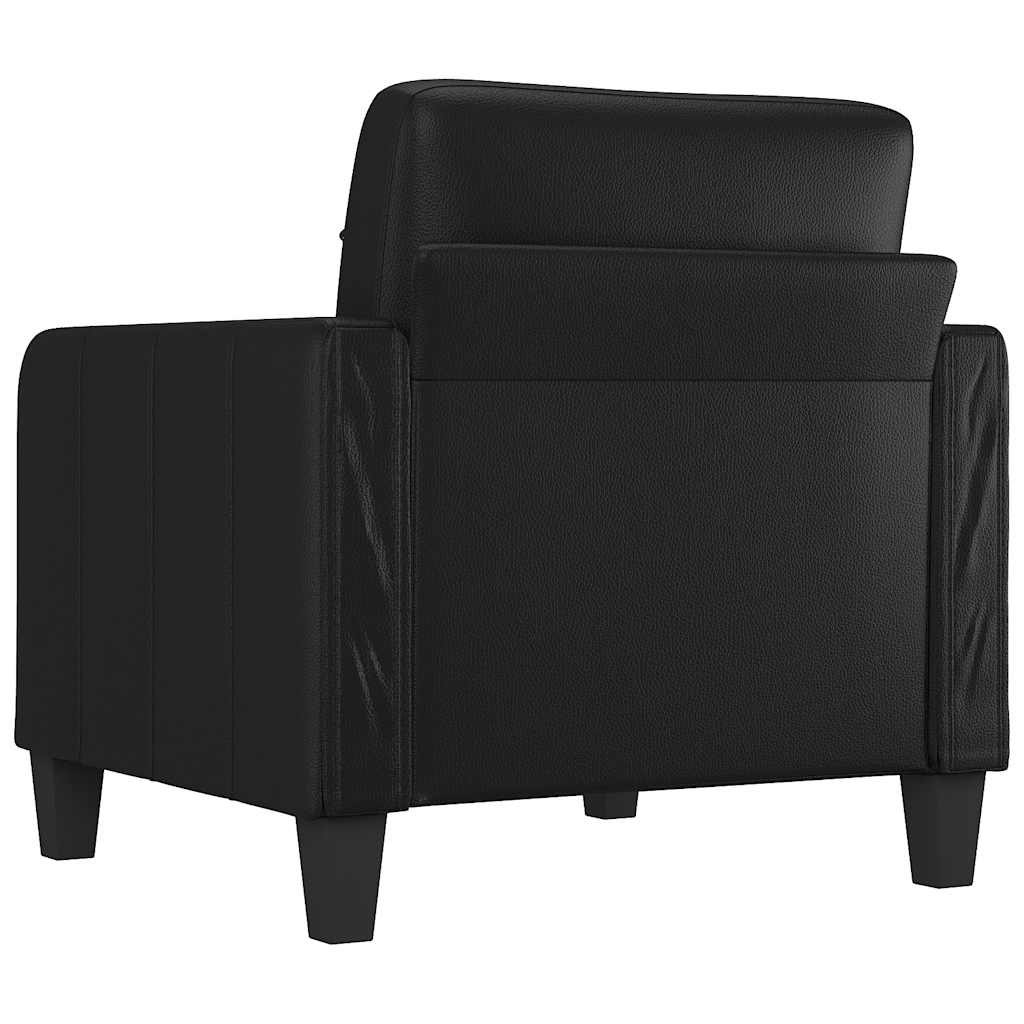 fekete műbőr kanapéfotel 60 cm
