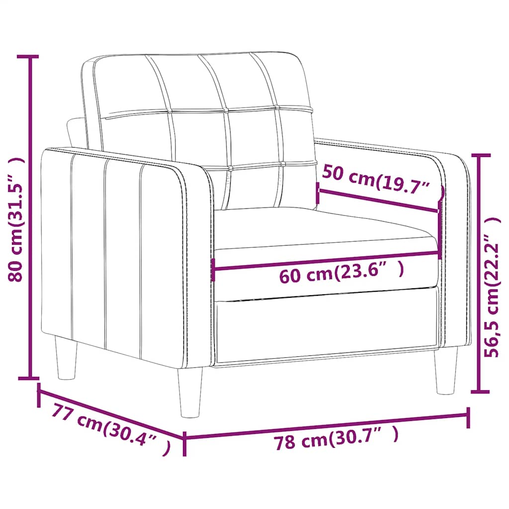 fekete műbőr kanapéfotel 60 cm