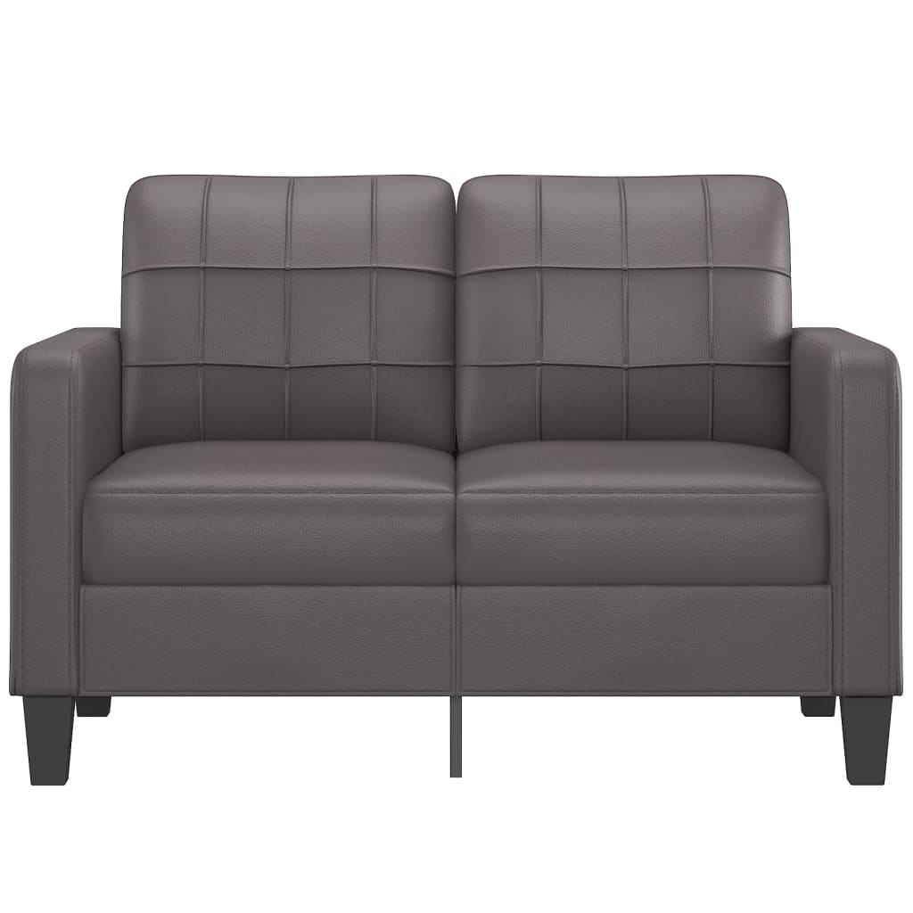 2 személyes szürke műbőr kanapé 120 cm