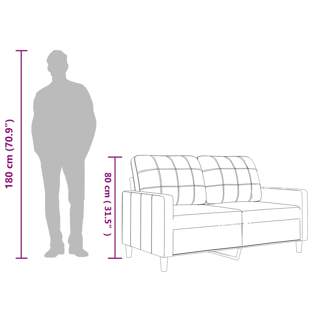 2 személyes szürke műbőr kanapé 120 cm