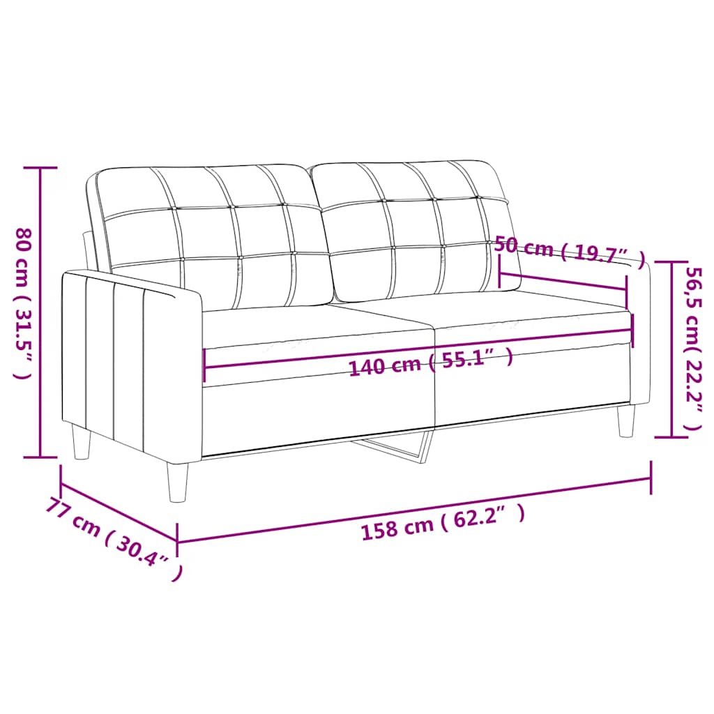 2 személyes fekete műbőr kanapé 140 cm