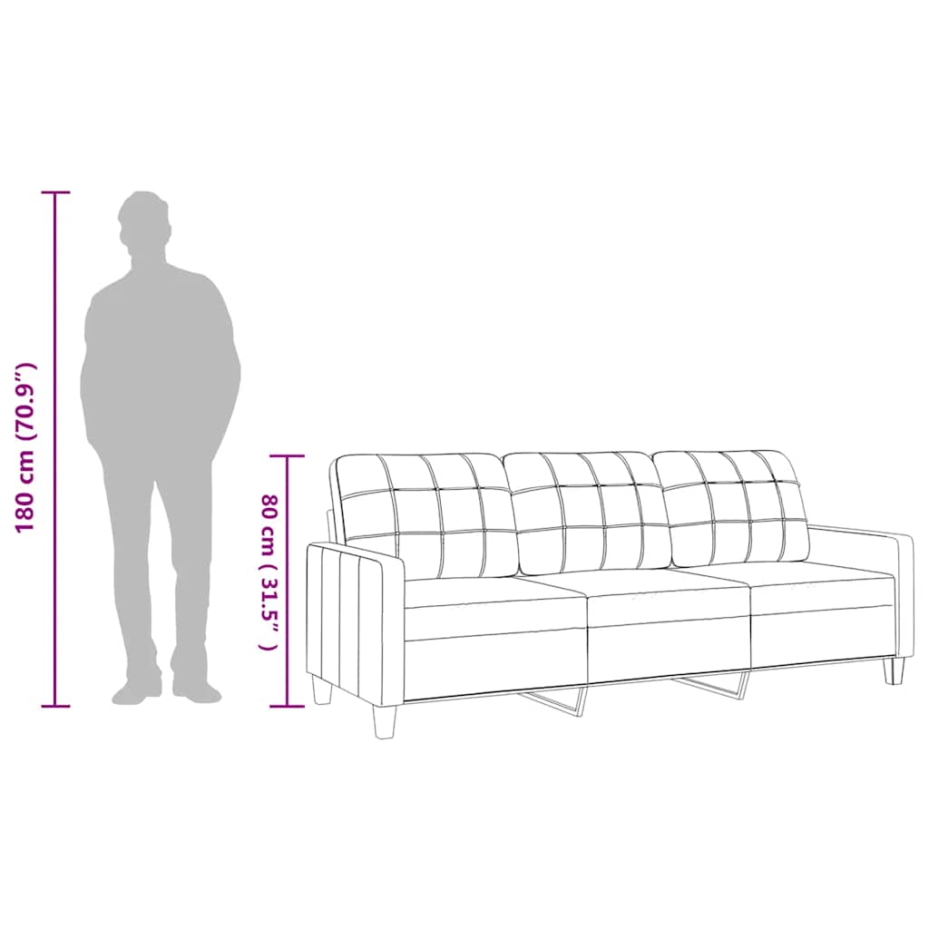 3 személyes cappuccino színű műbőr kanapé 180 cm
