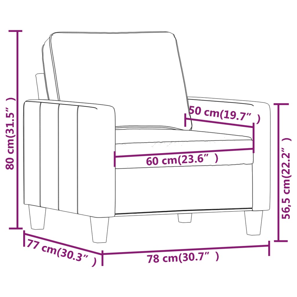 tópszínű szövet kanapéfotel 60 cm