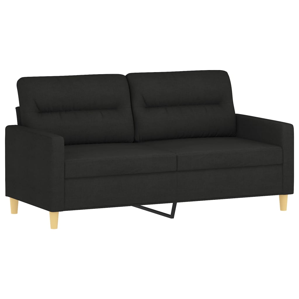 kétszemélyes fekete szövetkanapé 140 cm