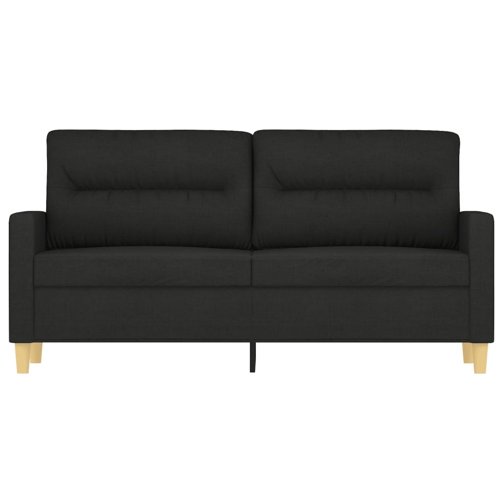 kétszemélyes fekete szövetkanapé 140 cm